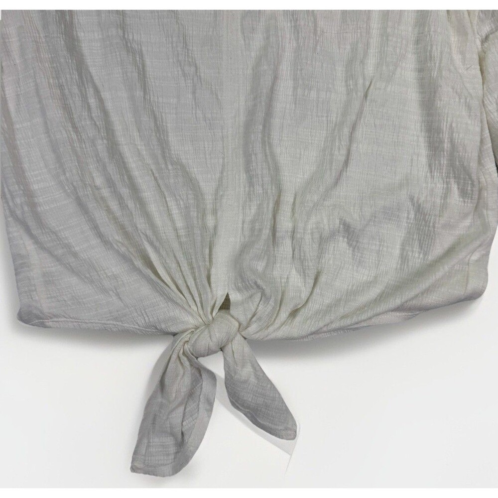 NEW White Tie Front Top Max Studio Small Cottagecore Boho Crochet Lace‎ Gauze - Picture 4 of 10